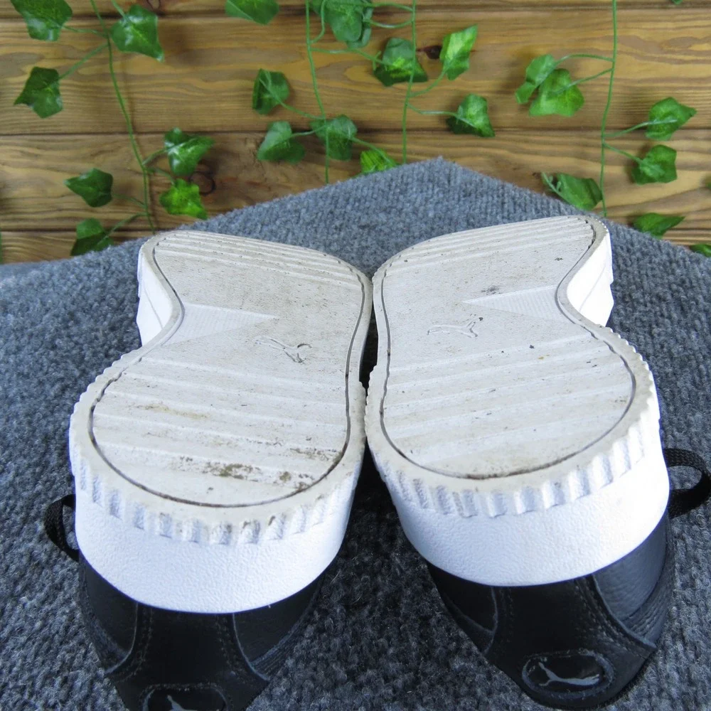 Puma Carina‎ Black White Leather Sneakers Women 7 Casual Comfort Shoes